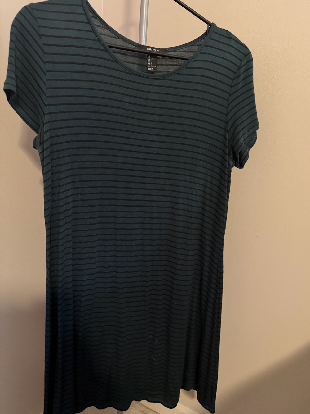 Green Striped T-shirt Dress